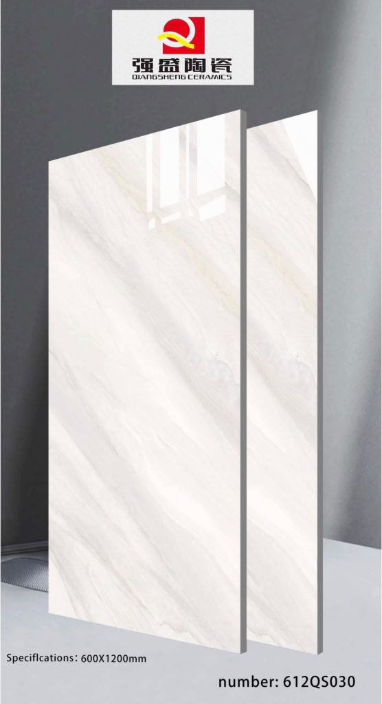 QingSheng Grey Beige Marble Glossy Tile – 24×48 | 600×1200mm