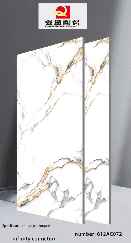 QingSheng White Gold Grey Marble Infinity Connection Tile – 24×48 | 600×1200mm