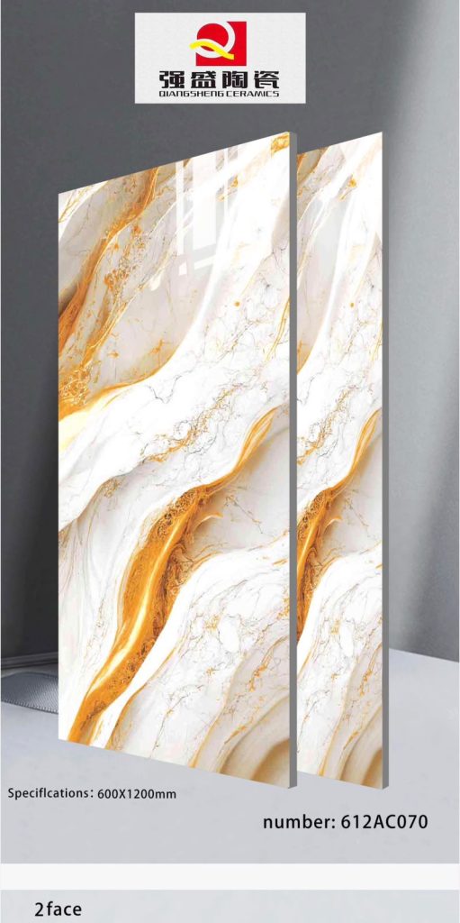 QingSheng White Amber Gold Bronze Marble Tile – 24×48 | 600×1200mm
