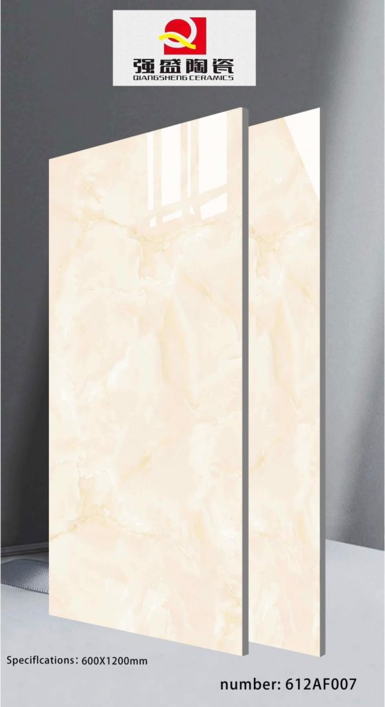 QingSheng Beige Cream Marble Glossy Tile – 24×48 | 600×1200mm