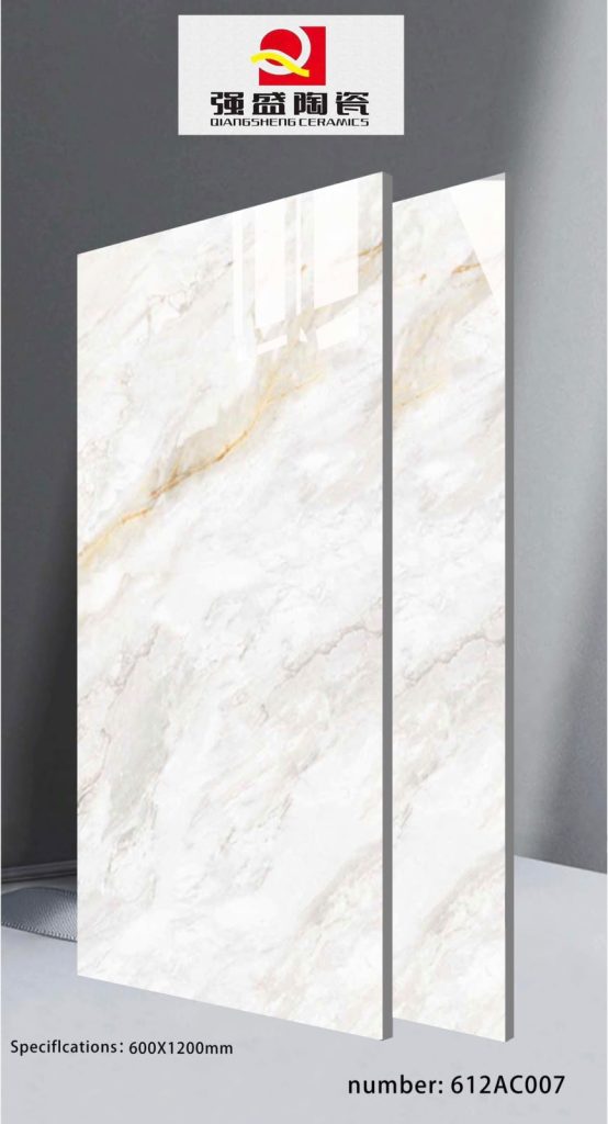 QingSheng White Gold Grey Marble Polished Tile – 24×48 | 600×1200mm
