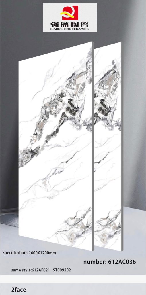 QingSheng White Charcoal Black Marble Polished Tile – 24×48 | 600×1200mm