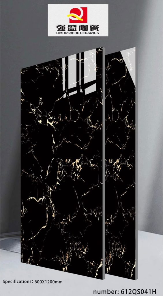 QingSheng Portoro Black Gold Marble Glossy Tile – 24×48 | 600×1200mm