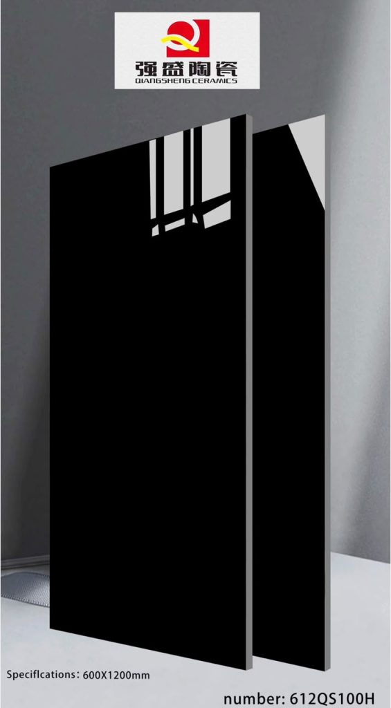 QingSheng Super Black Glossy Porcelain Tile – 24×48 | 600×1200mm