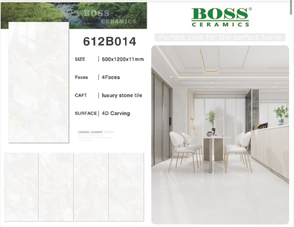 Soft Ivory 4D Carving Luxury Stone Tile – 24x48 (600x1200x11 mm) | Boss Ceramics