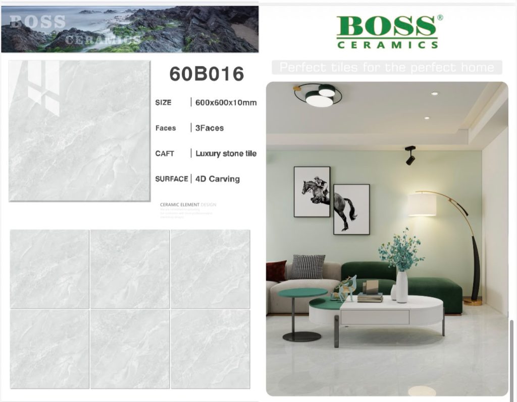 Light Grey 4D Carving Luxury Stone Tile – 24x24 (600x600x10 mm) | Boss Ceramics