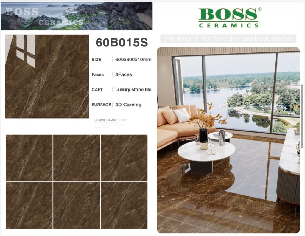 Deep Bronze Brown Marble 4D Carving Luxury Stone Tile – 24x24 (600x600x10 mm) | Boss Ceramics