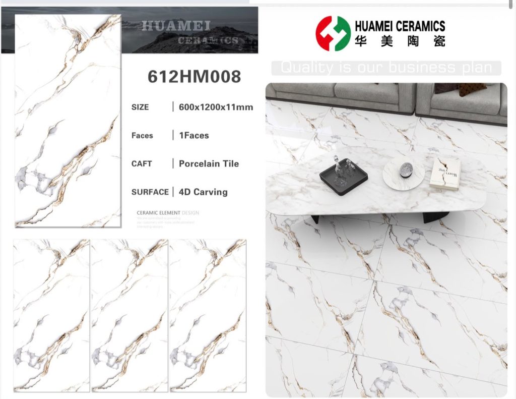 Calacatta Gold 4D Carving Porcelain Tile – 24x48 (600x1200x11 mm) | Huamei Ceramics