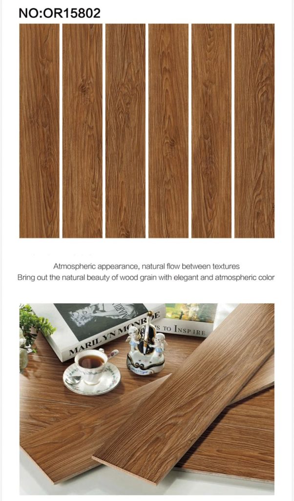 Oreal Ceramics Wood Plank Porcelain Tile 6x32 – Warm Teak Brown
