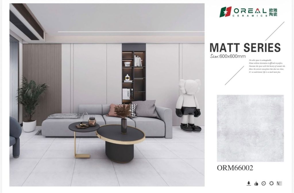 Oreal Ceramics Matt Porcelain Floor Tile 24x24 (600x600 mm) – Light Grey & Pearl