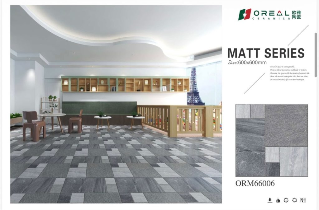Oreal Ceramics Matt Porcelain Floor Tile 24x24 (600x600 mm) – Slate Grey & Charcoal