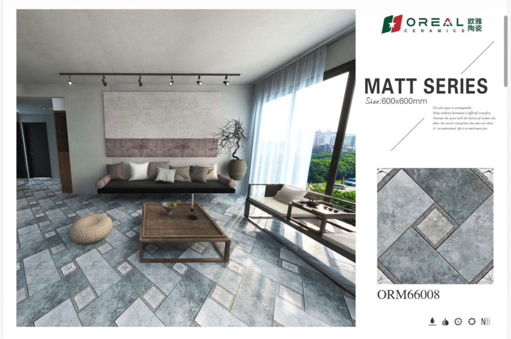 Oreal Ceramics Matt Porcelain Floor Tile 24x24 (600x600 mm) – Ocean Teal & Slate Blue