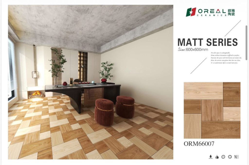 Oreal Ceramics Matt Porcelain Floor Tile 24x24 (600x600 mm) – Honey Oak & Rich Amber Brown