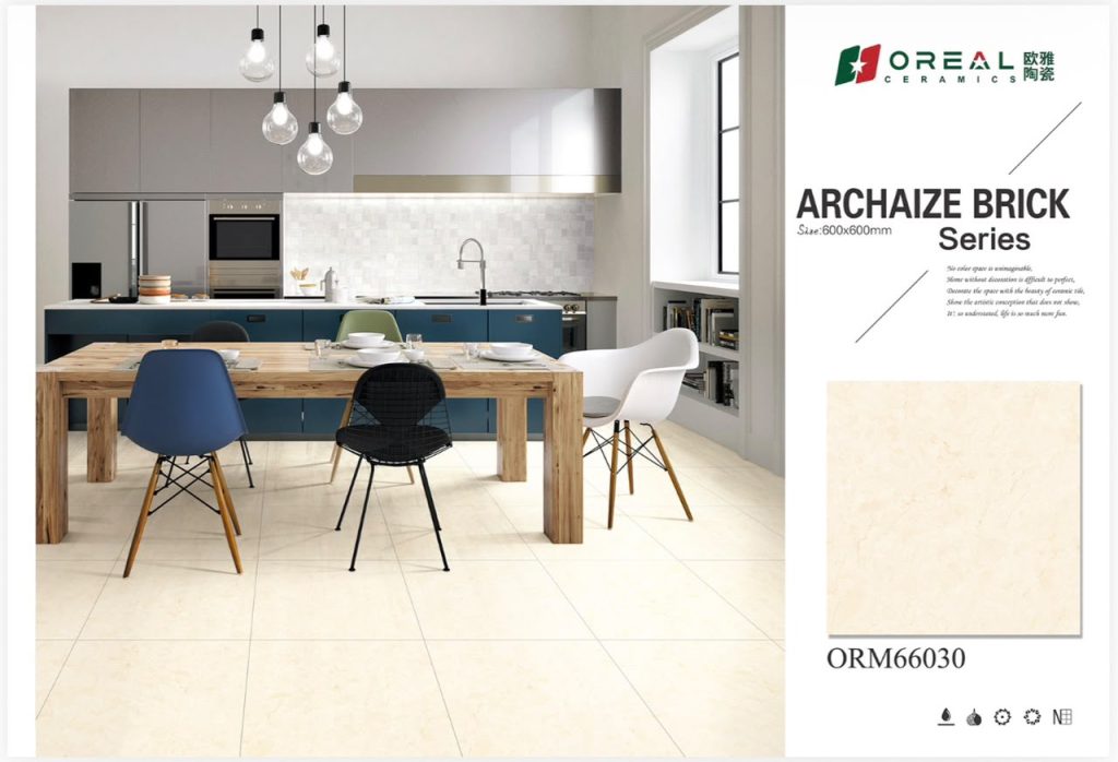 Oreal Ceramics Archaize Brick Porcelain Floor Tile 24x24 (600x600 mm) – Warm Ivory & Cream