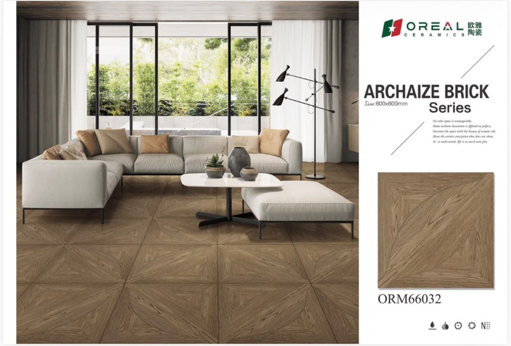 Oreal Ceramics Archaize Brick Wood-Look Porcelain Floor Tile 24x24 (600x600 mm) – Chestnut Brown & Oak