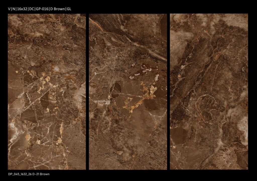 Shabbir Tiles (Stile) GP-016 Dark Brown Vintage Glossy Digital Ceramic Tile – 16x32 Inches
