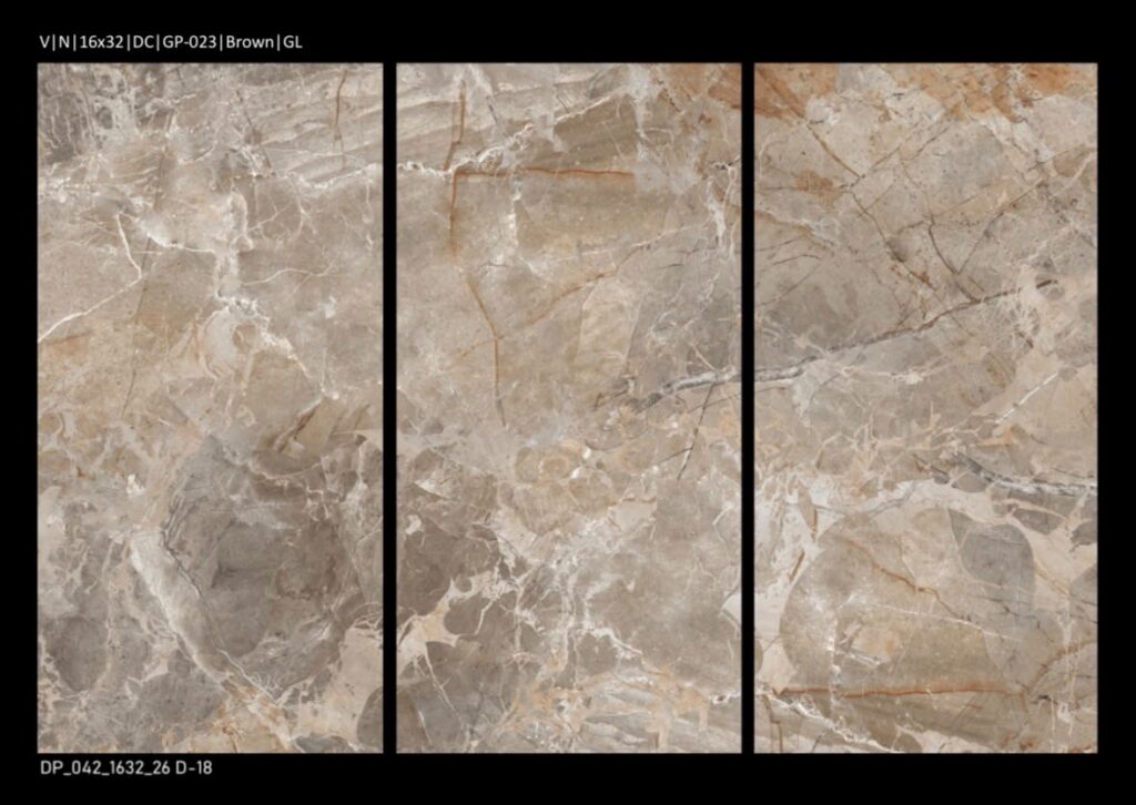 Shabbir Tiles (Stile) V|N Vintage GP-023 Brown Glossy Digital Ceramic Tile – 16x32 Inches