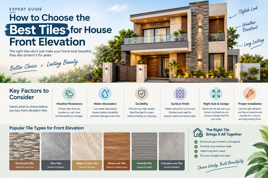 visual representation of How to Choose the Best Tiles for House Front Elevation