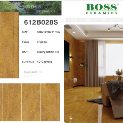 Boss Ceramics 612B028S Golden Brown Luxury Stone Tile – 24x48 Inches | Floor & Wall